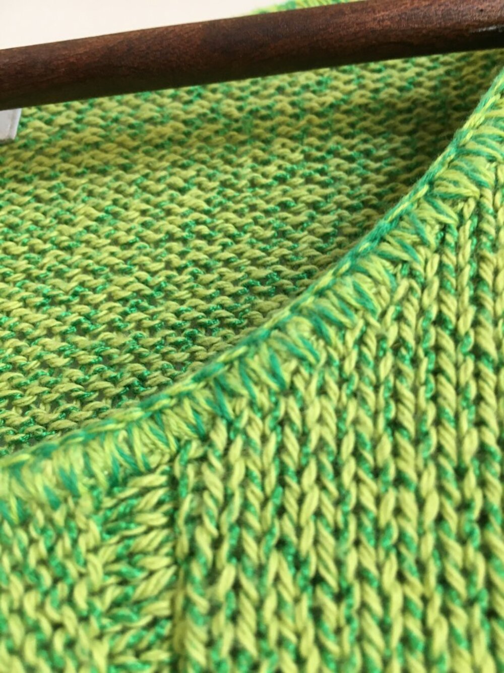 Vintage 90s Parkhurst Lime Green Knit Stitchwork Cotton Blend Sweater L - Picture 7 of 16